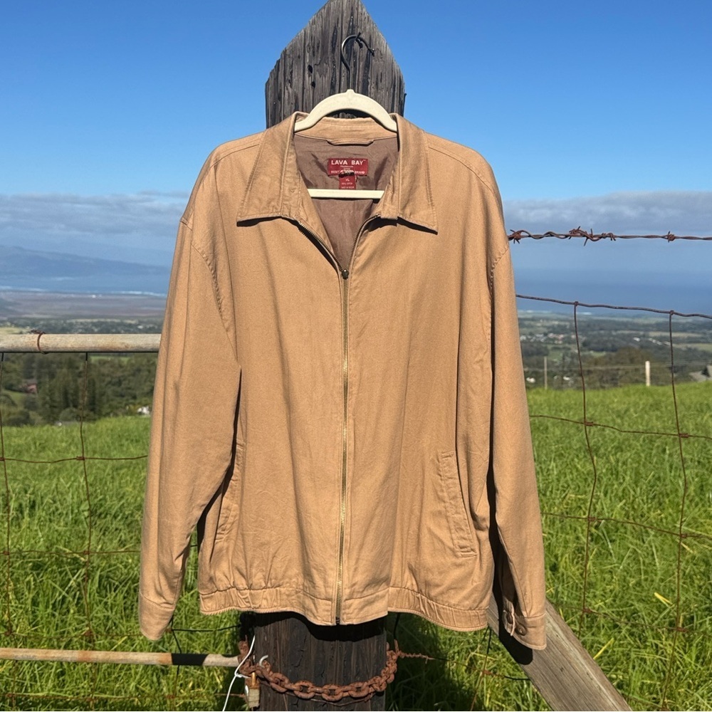 Lava bay Y2K Tan Basic Bomber Jacket Cotton workwear chore XL